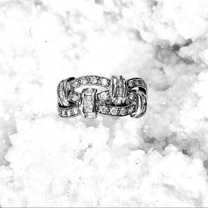 Sterling Silver Woven CZ Band Ring Sz 8.5